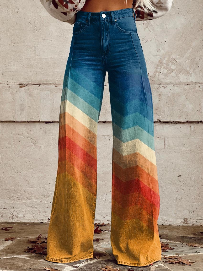 Ursula ™ - Orange and Blue Stripes Wide Leg Pants