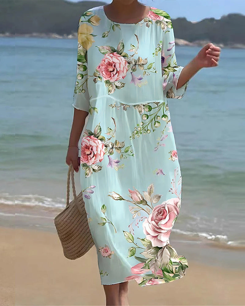 Miranda | Elegant Tummy-Covering Floral Dress