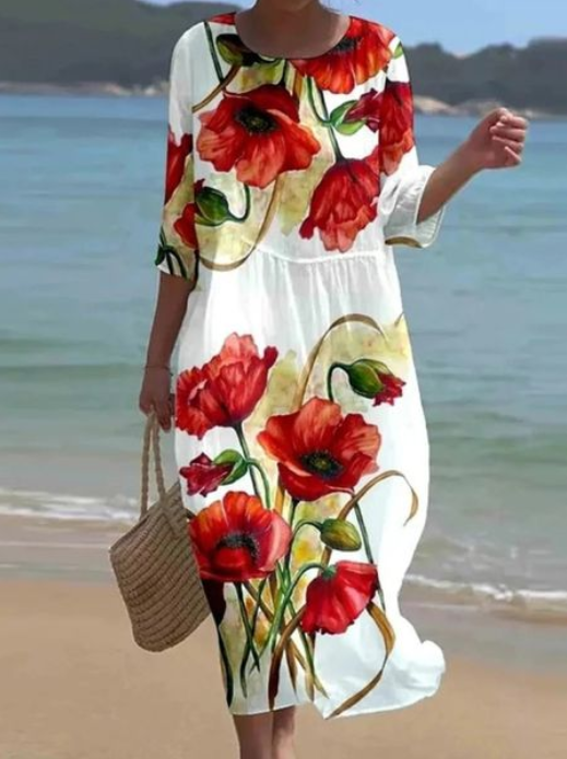 Miranda | Elegant Tummy-Covering Floral Dress