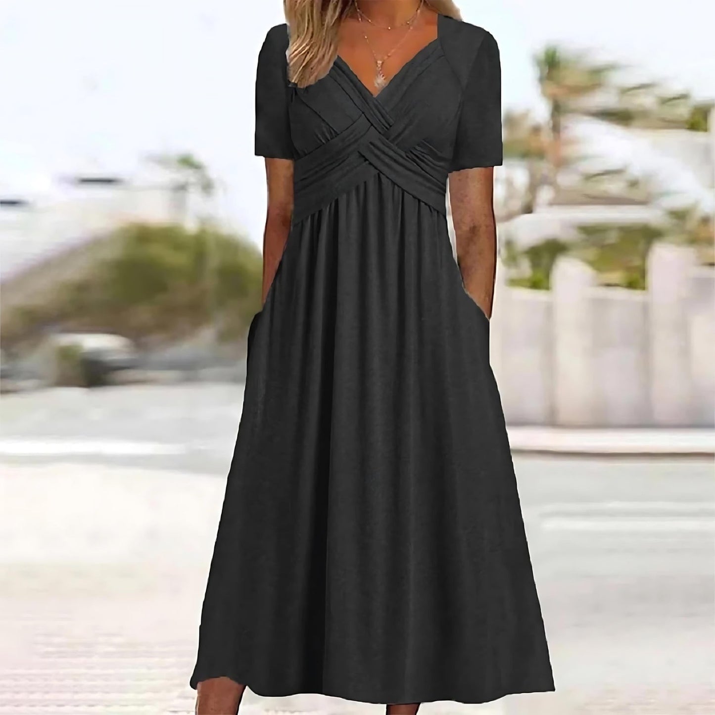 Jamaica™ Elegant Midi Dress with Tummy Coverage