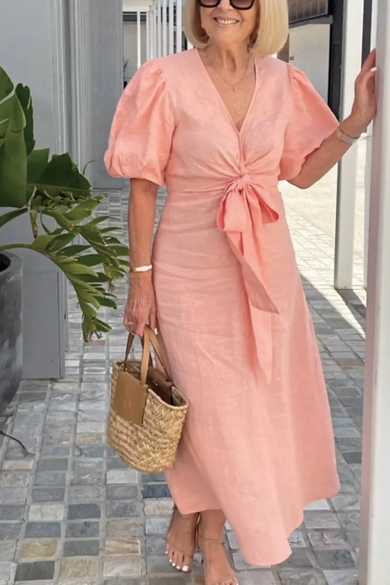 Esther - V-Neck cotton dress with laces