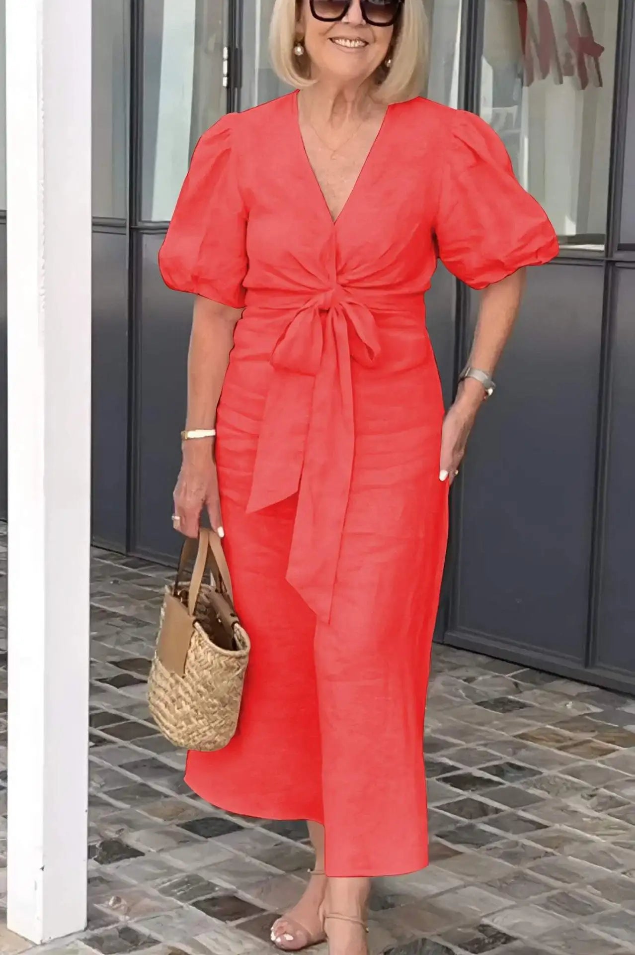 Esther - V-Neck cotton dress with laces