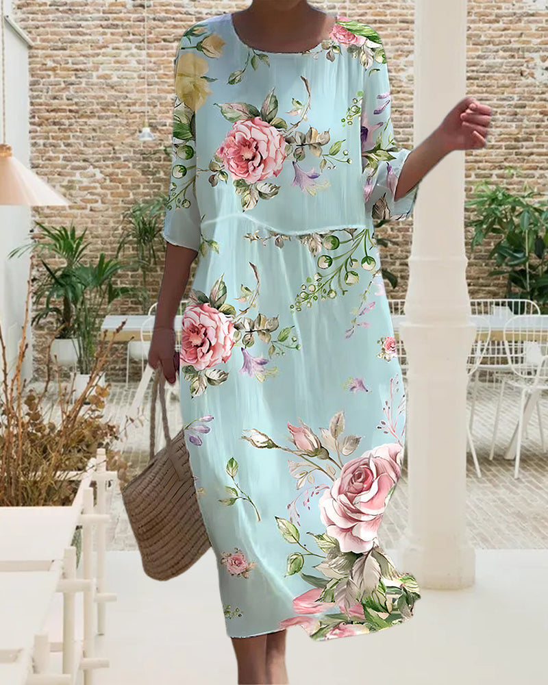 Miranda | Elegant Tummy-Covering Floral Dress